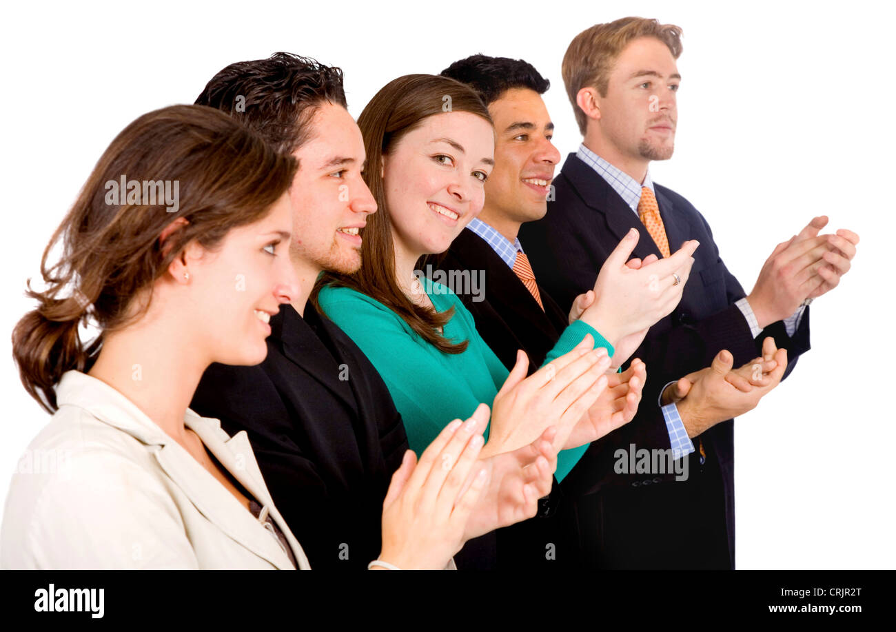 group of business people in an office applauding Stock Photo