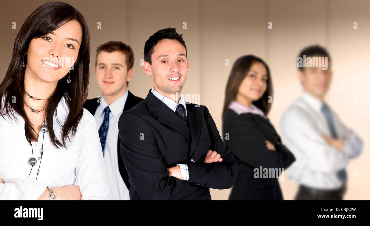 business team lead by a businesswoman in an office Stock Photo