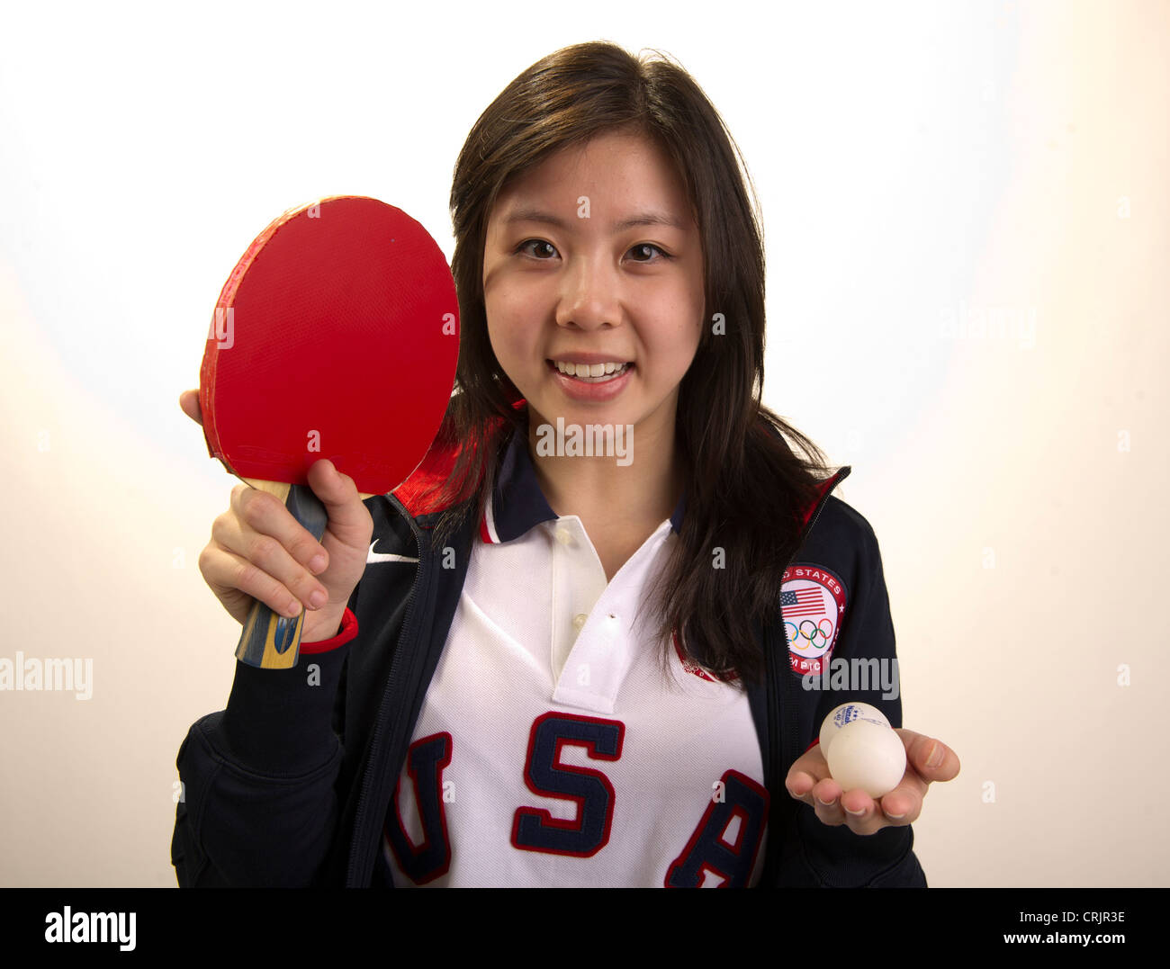 American table tennis player Arielle Hsing at the Team USA Media Summit in Dallas, Texas in advance of the 2012 London Olympics Stock Photo