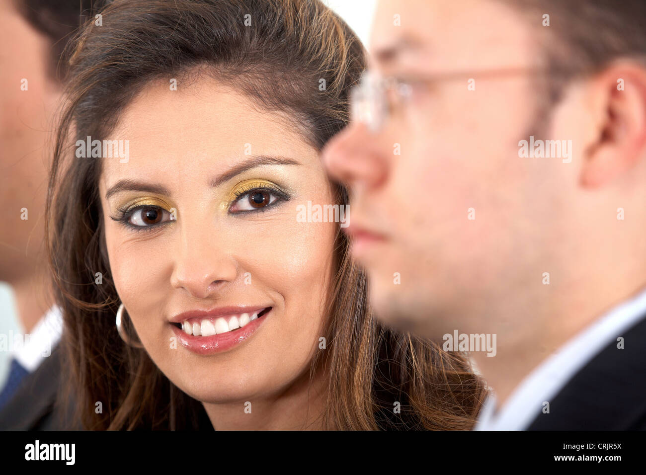 Business woman portrait smiling in an office Stock Photo - Alamy
