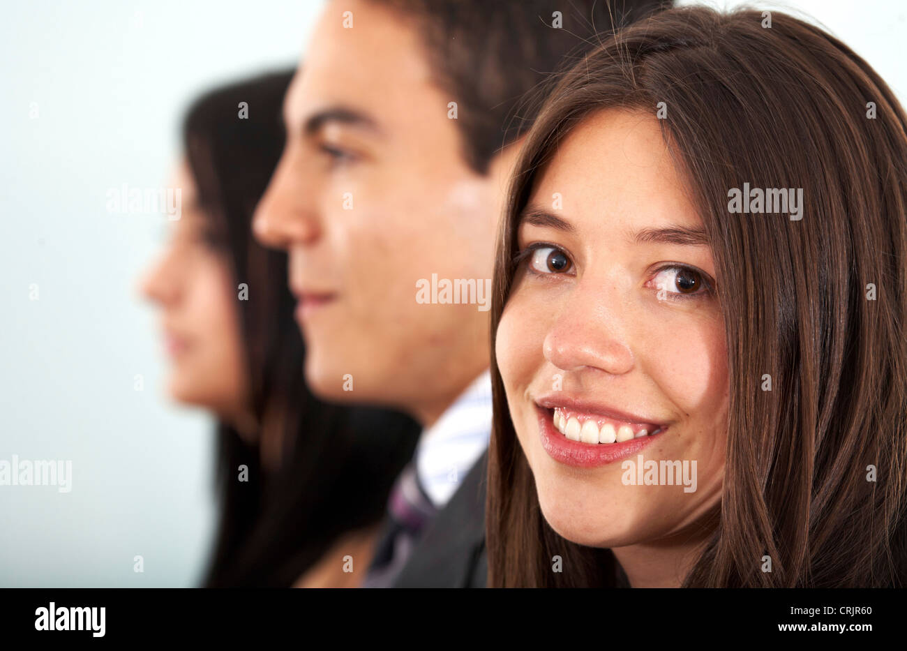 business team with a businesswoman leading it in an office Stock Photo ...