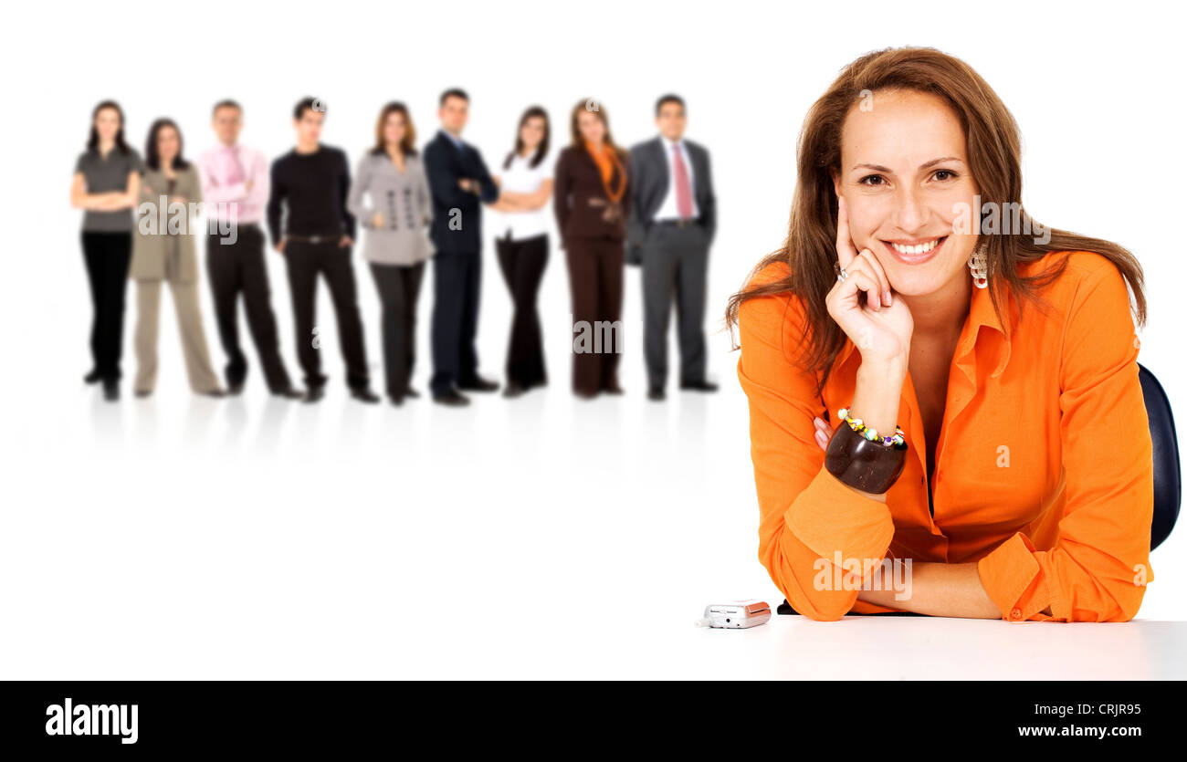 business woman leading a team full of young people Stock Photo
