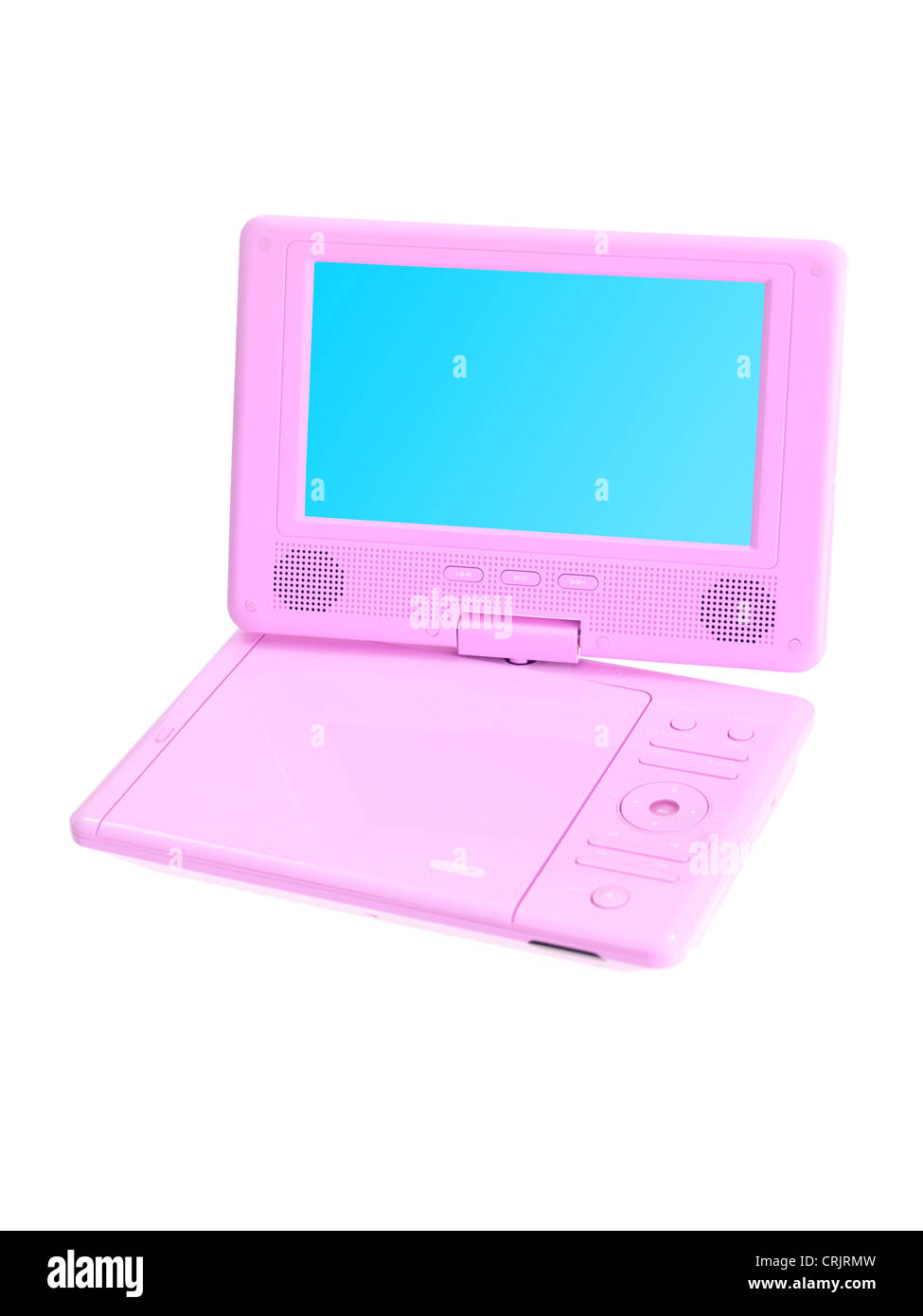 A portable dvd player isolated against a white background Stock Photo