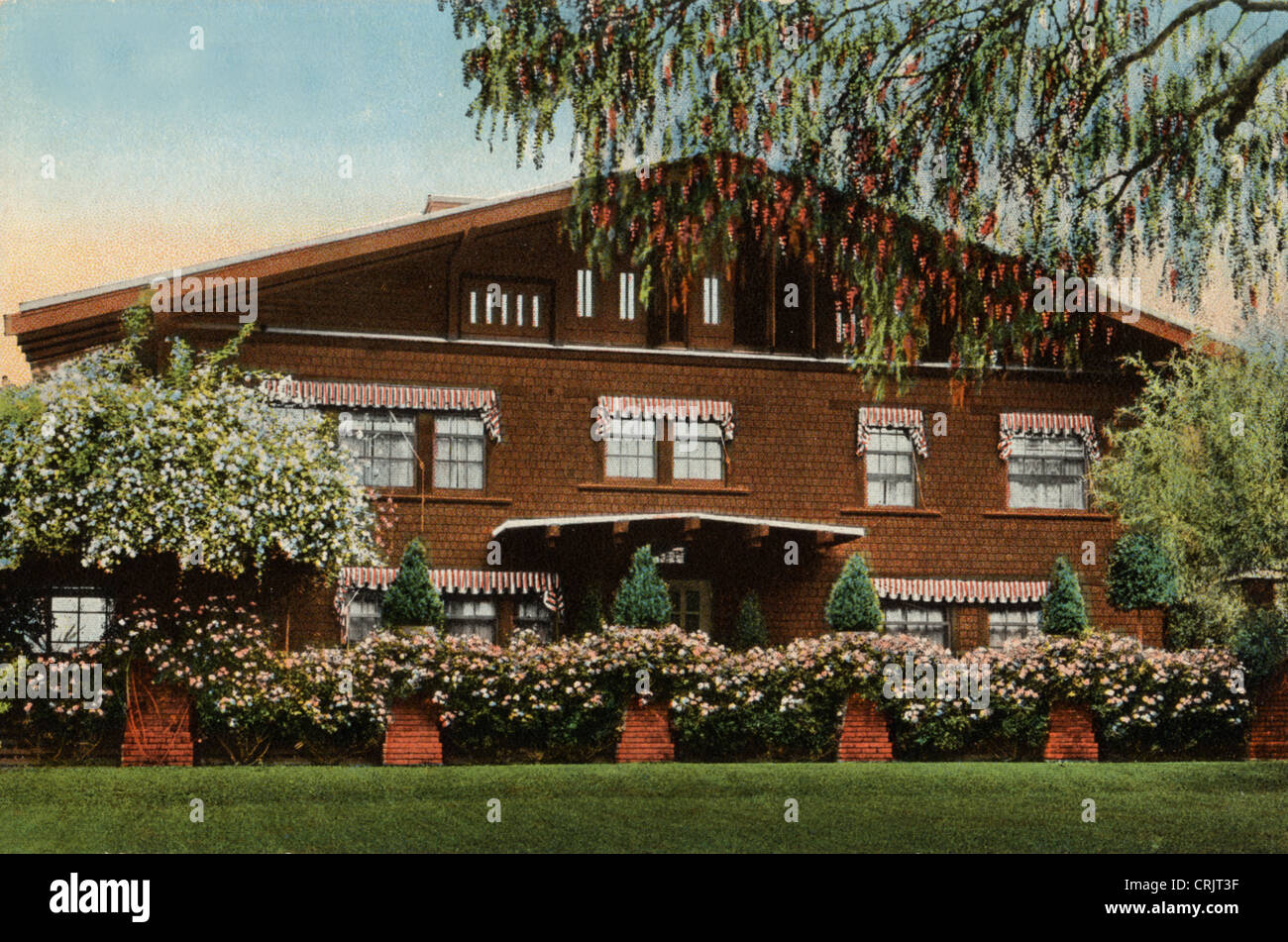 California Shingle Style Mansion Influenced by Chalet Style Stock Photo