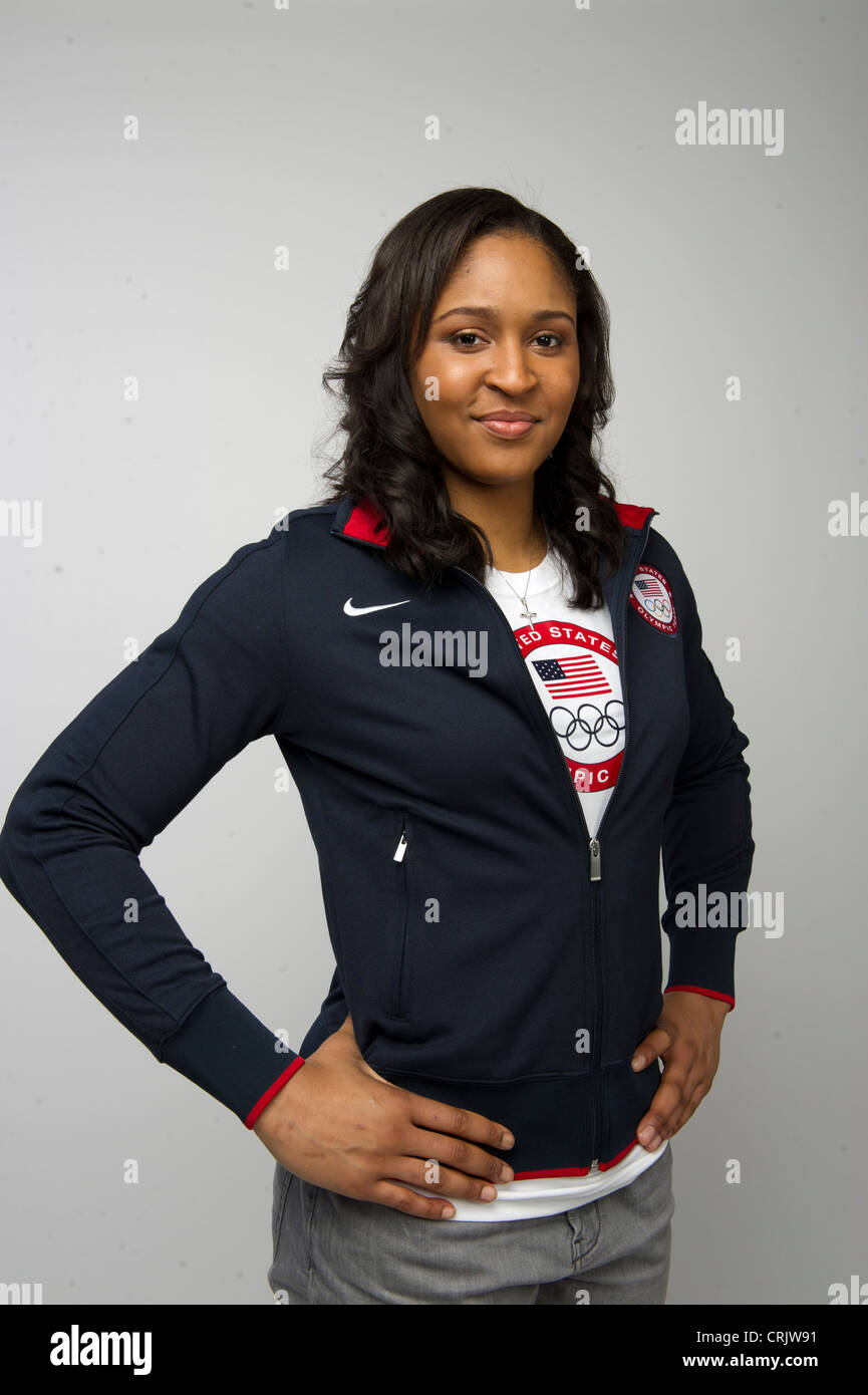 Basketball player Maya Moore poses at the Team USA Media Summit in Dallas, Texas in advance of the 2012 London Olympics. Stock Photo