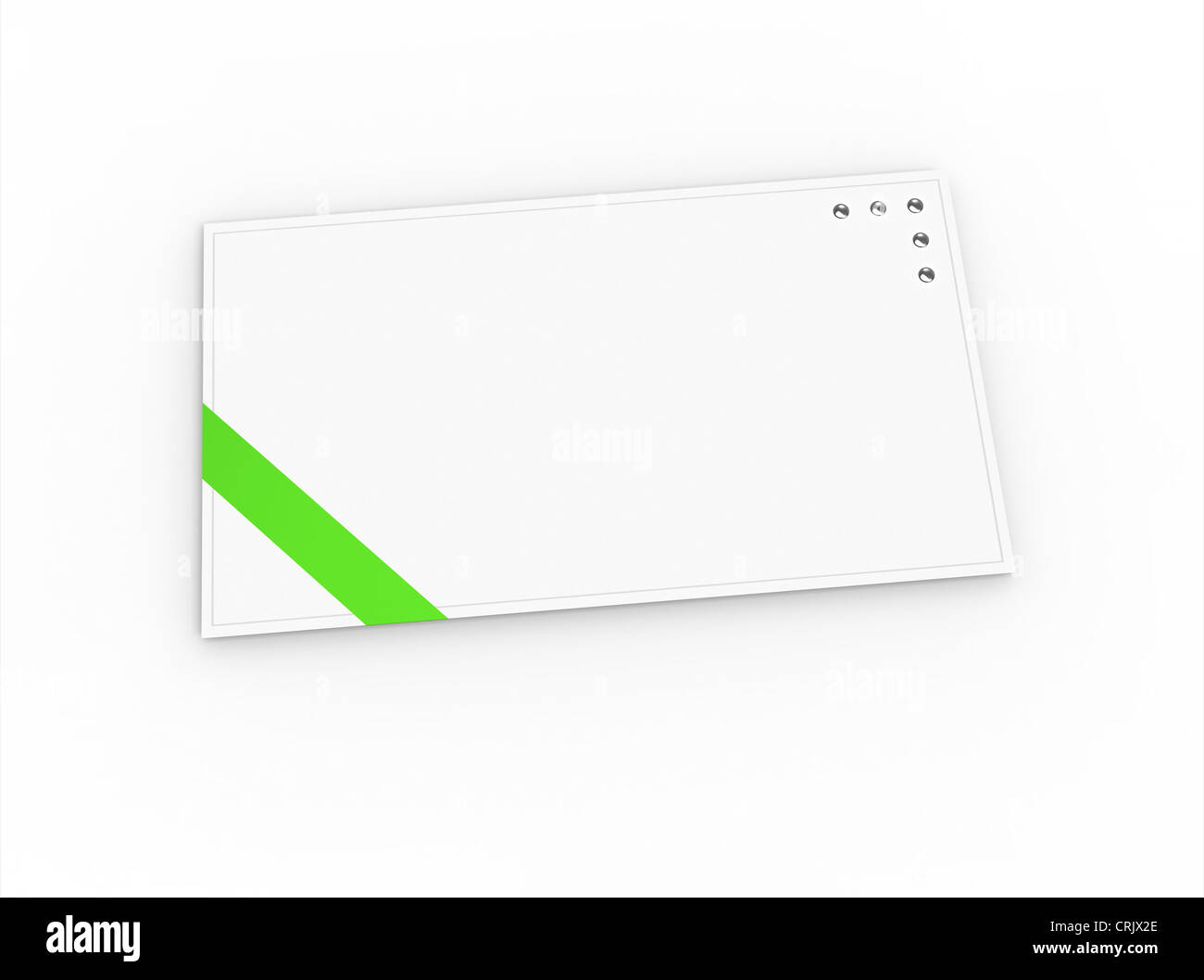 Blank greeting card (for greeting or congratulation) with green ribbon Stock Photo