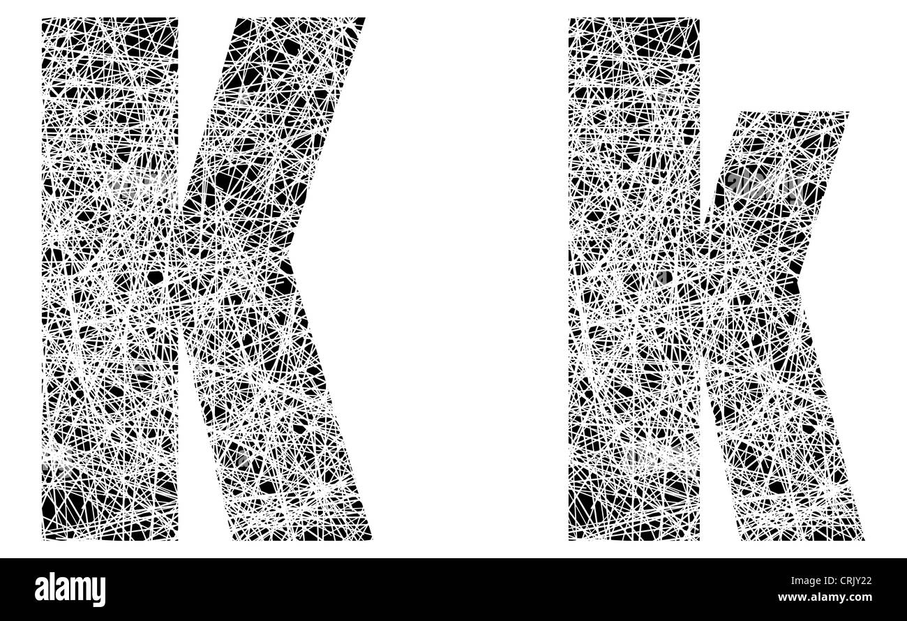 Abstract Black and White Font Letter K Stock Photo