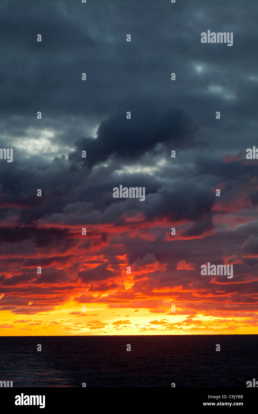 Fiery South Atlantic Ocean sunset Stock Photo