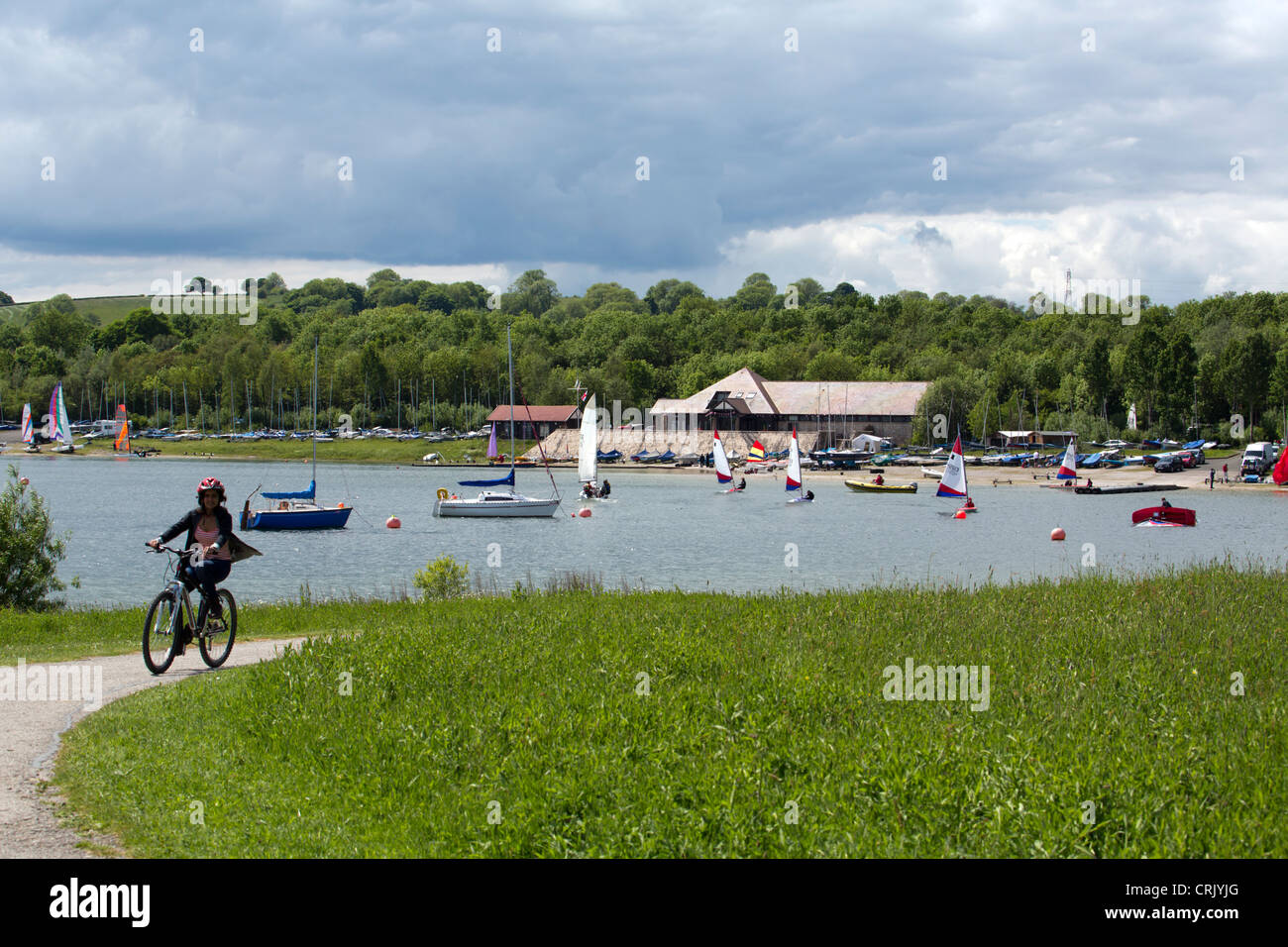 person riding a bicycle along a path at Carsington Water, a Severn