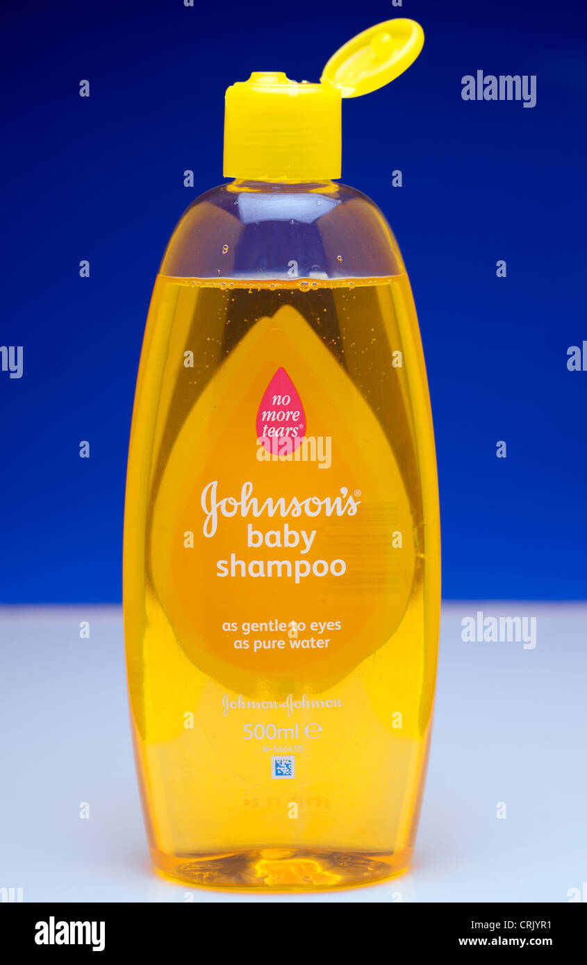 Opened flip top plastic bottle of Johnsons baby shampoo Stock Photo