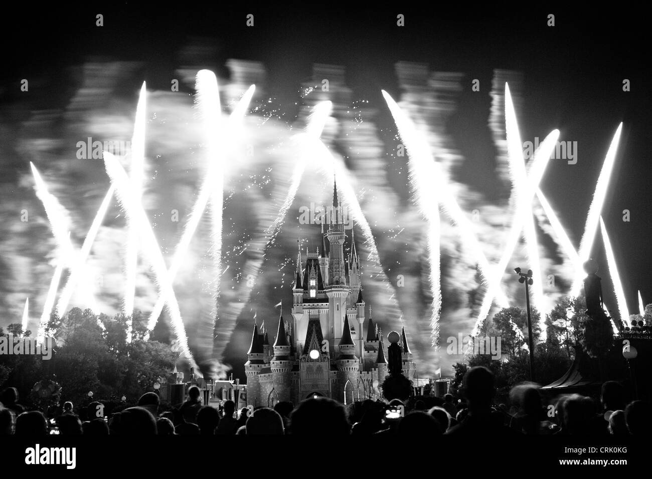 Late night firework show at Walt Disney world resort in Orlando Florida