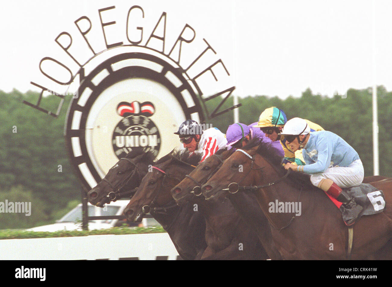 Final battle on the racetrack Hoppegarten Stock Photo