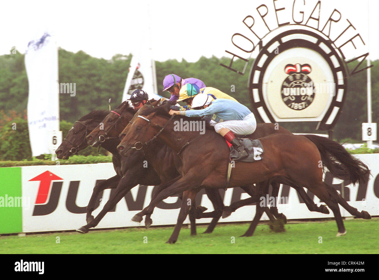 Final battle on the racetrack Hoppegarten Stock Photo