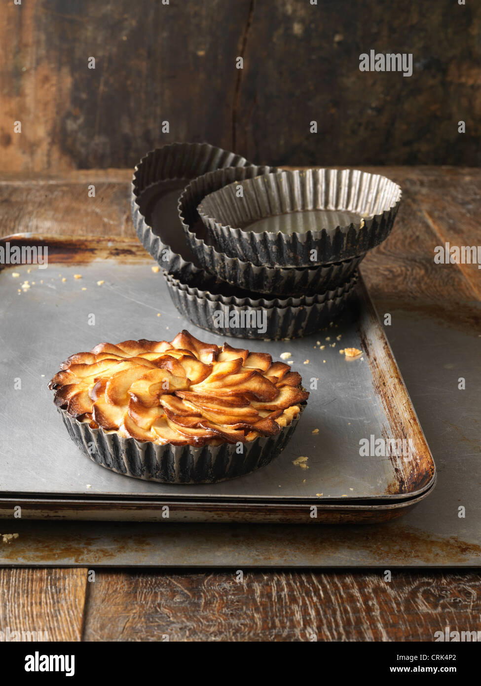 Tray of apple tart Stock Photo Alamy