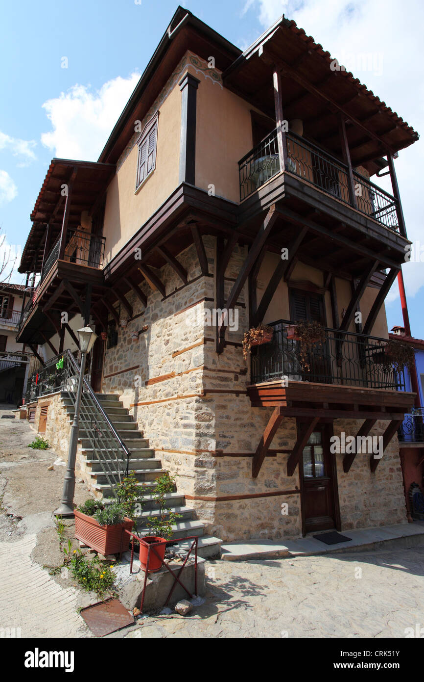 Traditional Macedonian architecture in Arnea, Chalkidiki, Greece Stock