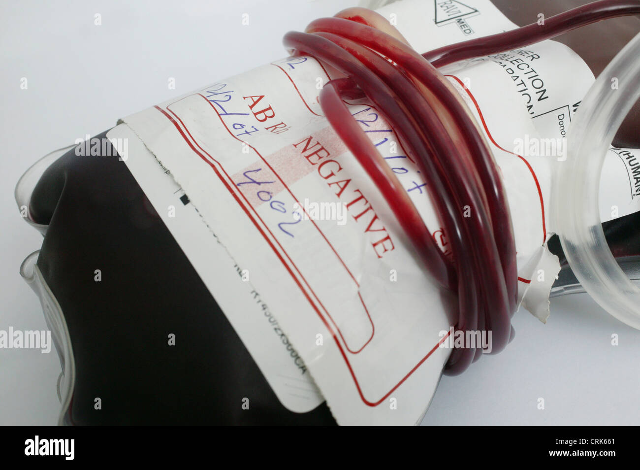 Type AB negative blood bag Stock Photo