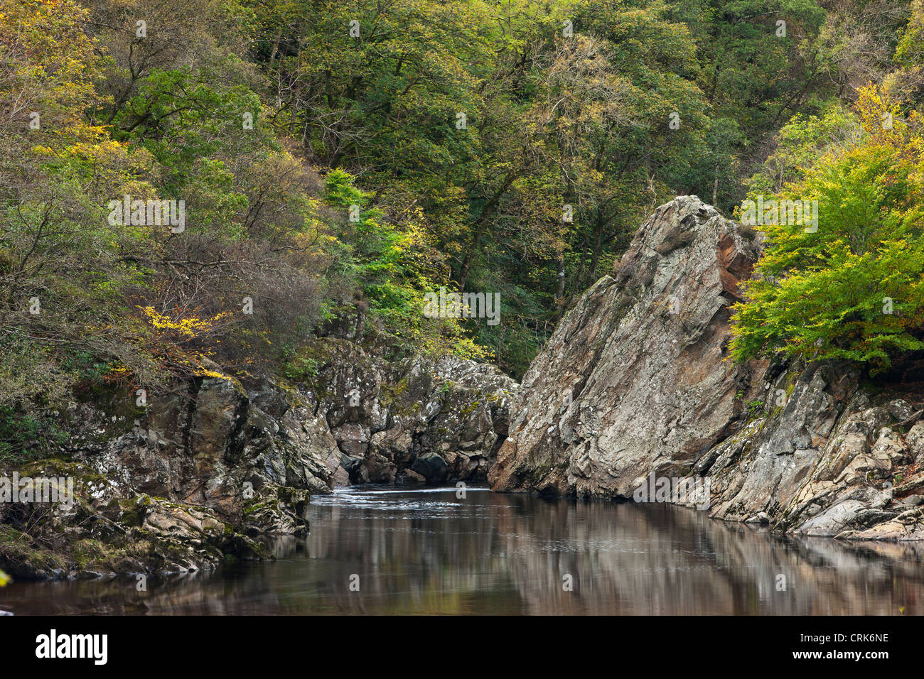 Soldier's Leap in the Pass of Killiecrankie over the River Garry, Perthshire, Scotland Stock Photo