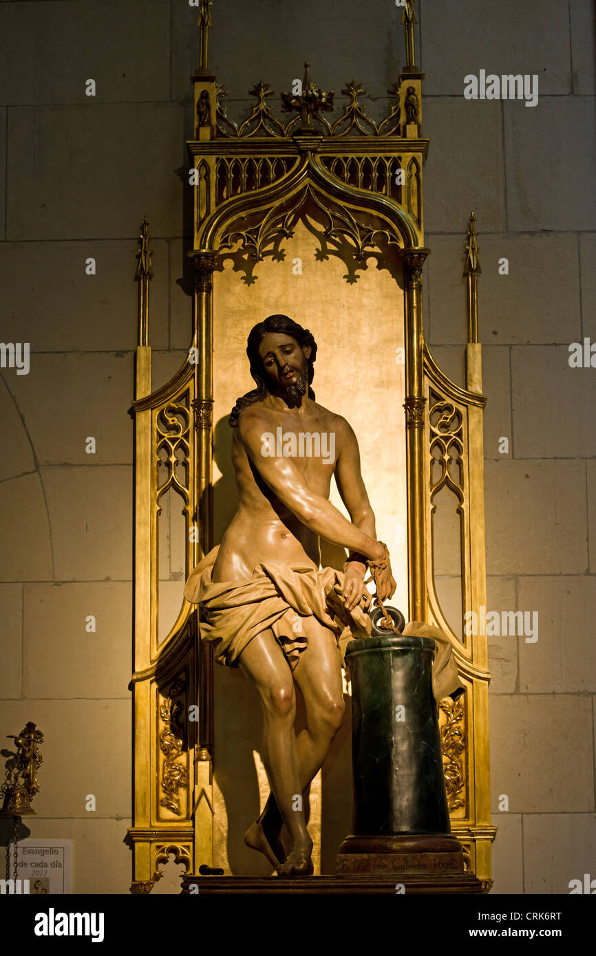 Sculpture of Jesus Christ in Almudena Cathedral, Madrid, Spain. Stock Photo