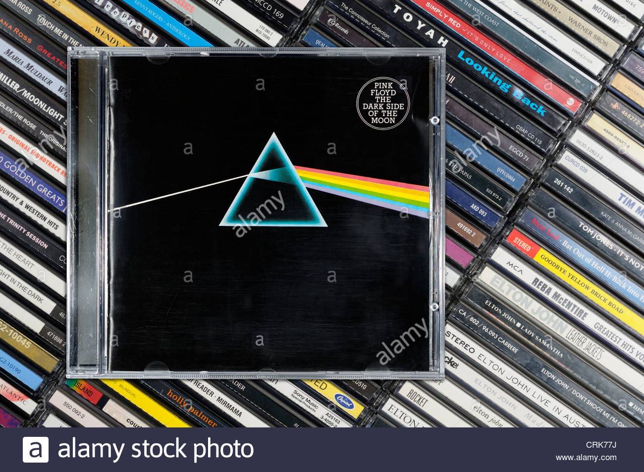 Pink Floyd album, Dark Side Of The Moon, piled music CD cases Stock Photo -  Alamy