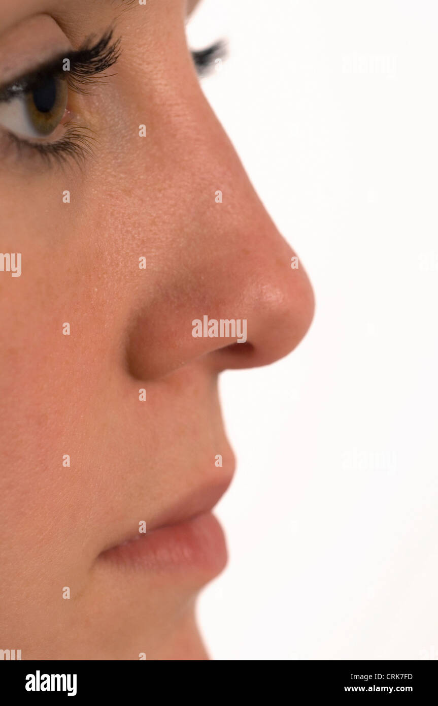 Side view of a young woman's face. Stock Photo