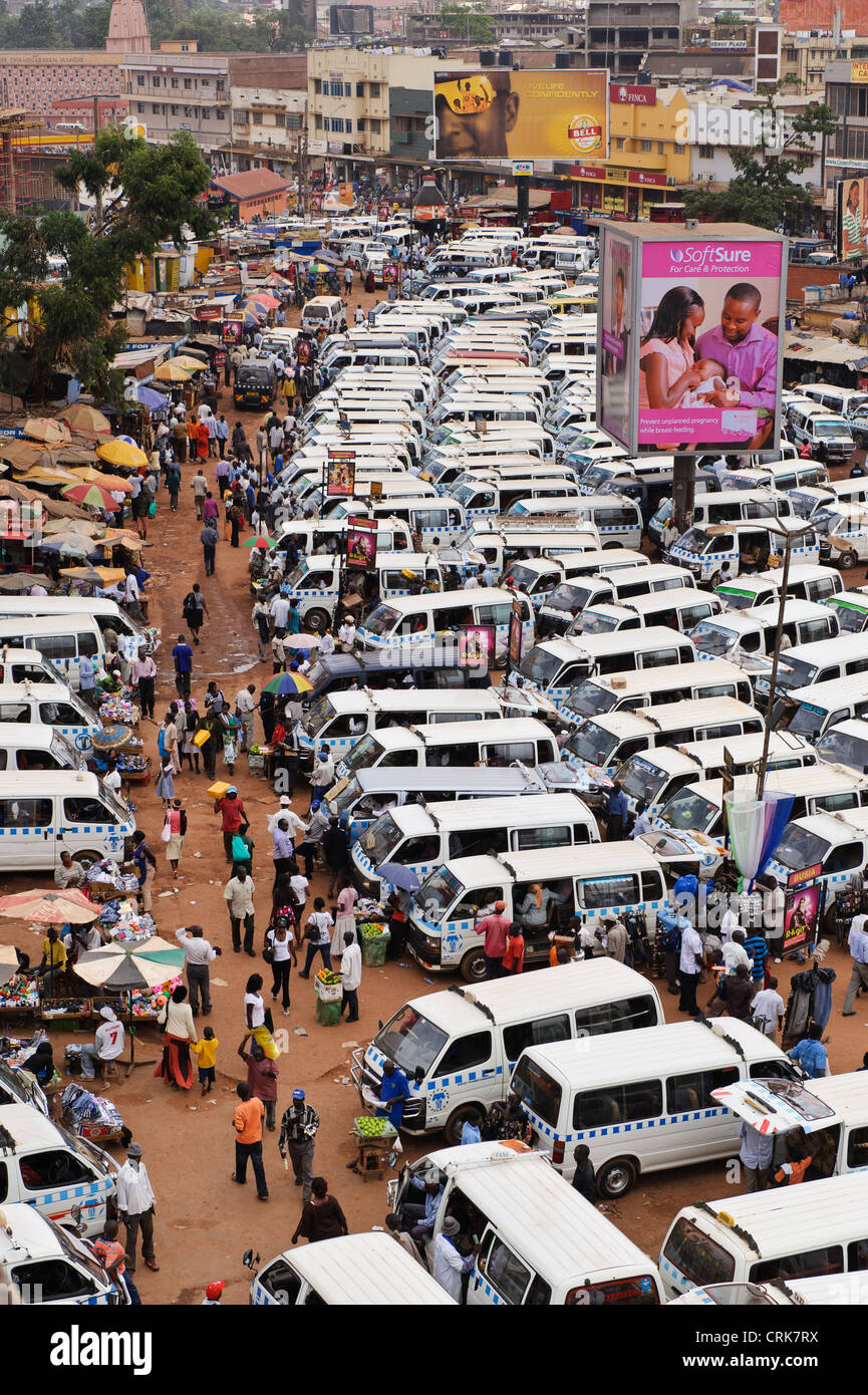 Mini buses at the main 'stage' or bus station, Kampala, Uganda Stock