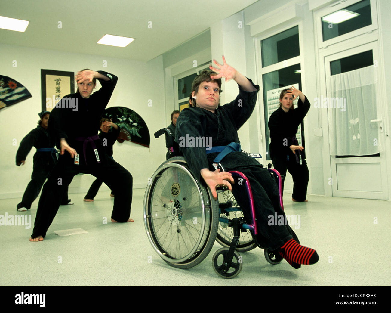 Wheelchair user in karate training Stock Photo Alamy