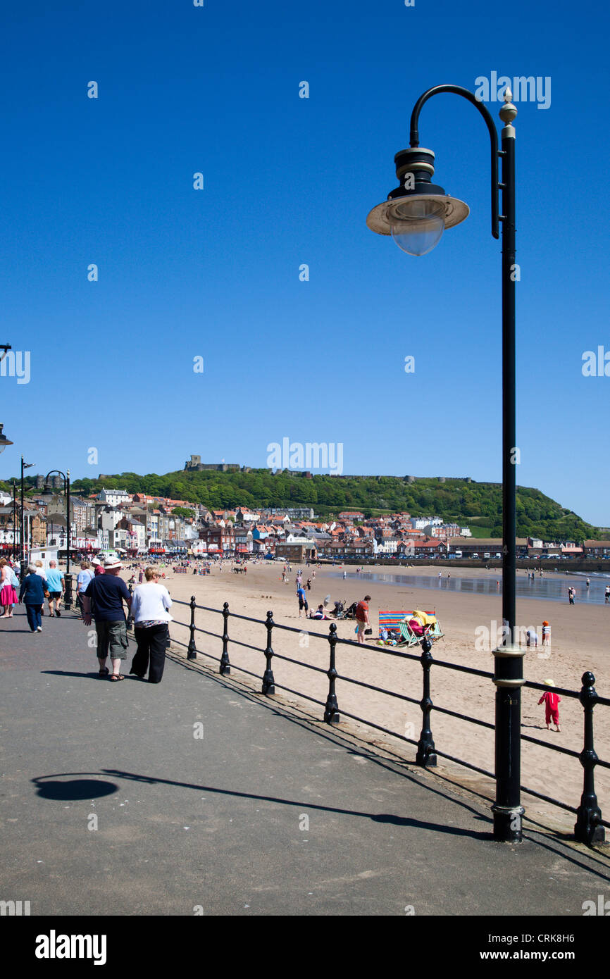 South Sands and Castle Hill from the Promenade Scarborough North Yorkshire England Stock Photo