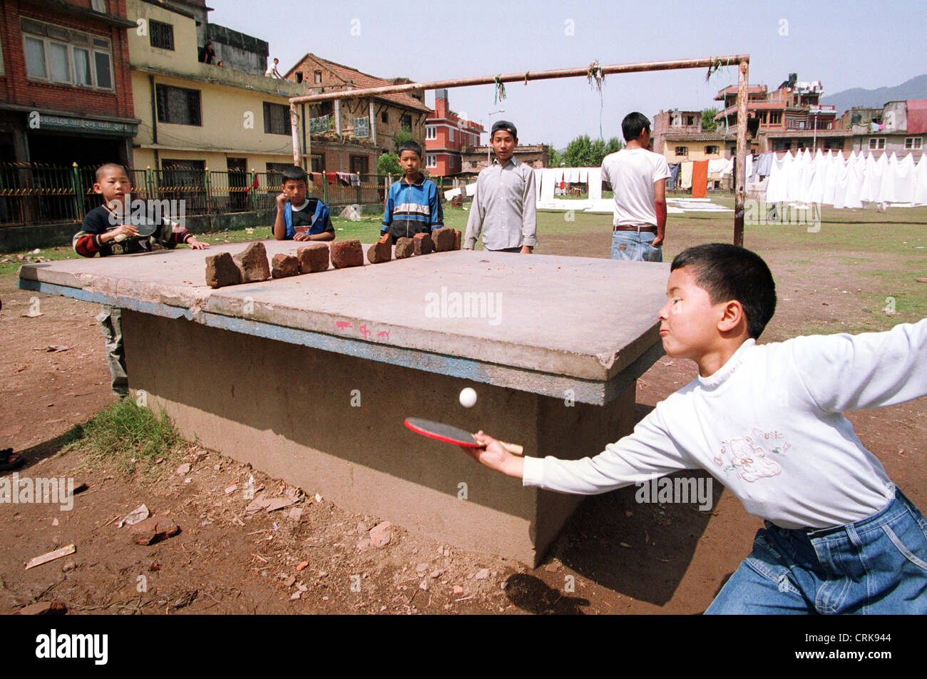 Boys playing table tennis in Kathmandu / Nepal Stock Photo Alamy