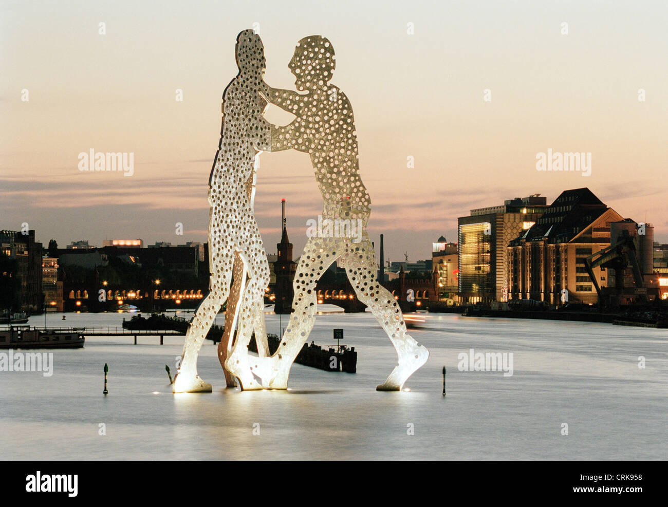 Evening big city atmosphere on the Spree in Berlin Stock Photo