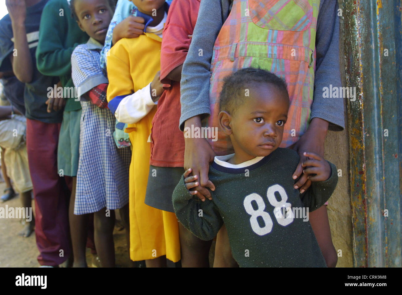 Food distribution to orphans in Namibia Stock Photo
