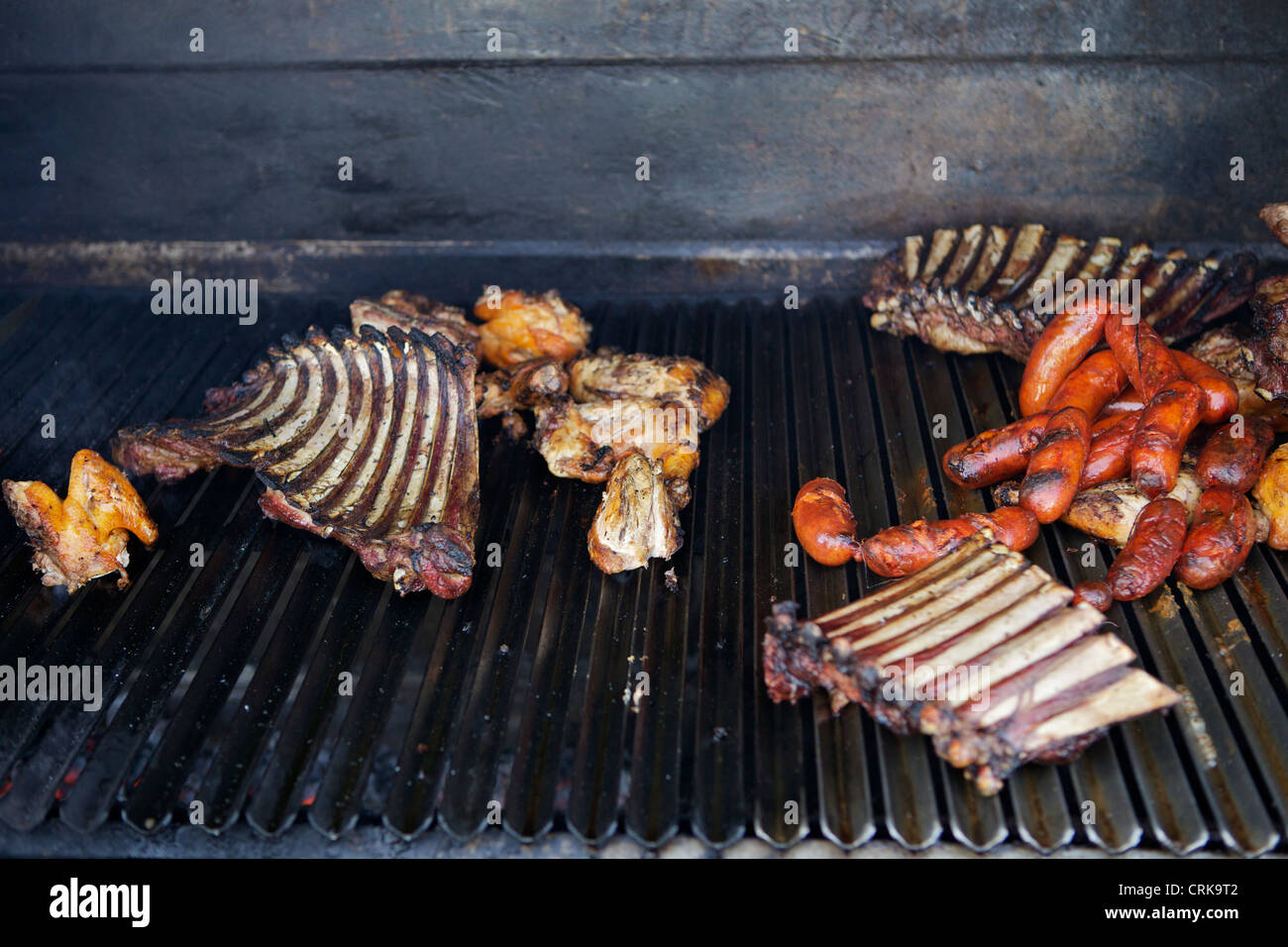 Barbecue ribs chicken and sausages, Uyuni, Bolivia, South America Stock Photo
