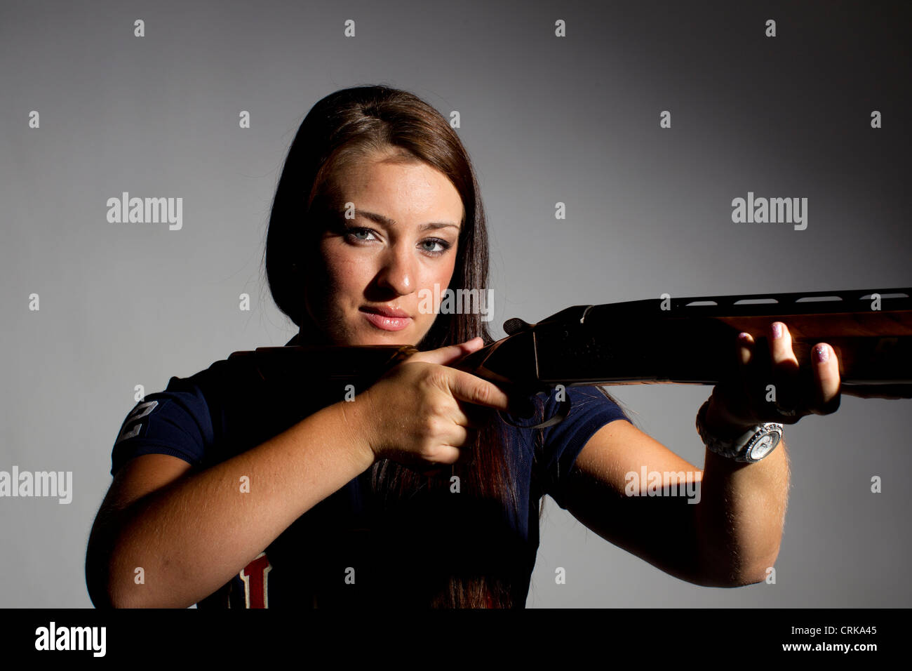 Shooting champion Corey Cogdell of Team USA Olympic Team poses at the USOC Media Summit in Dallas, TX prior to London Olympics Stock Photo