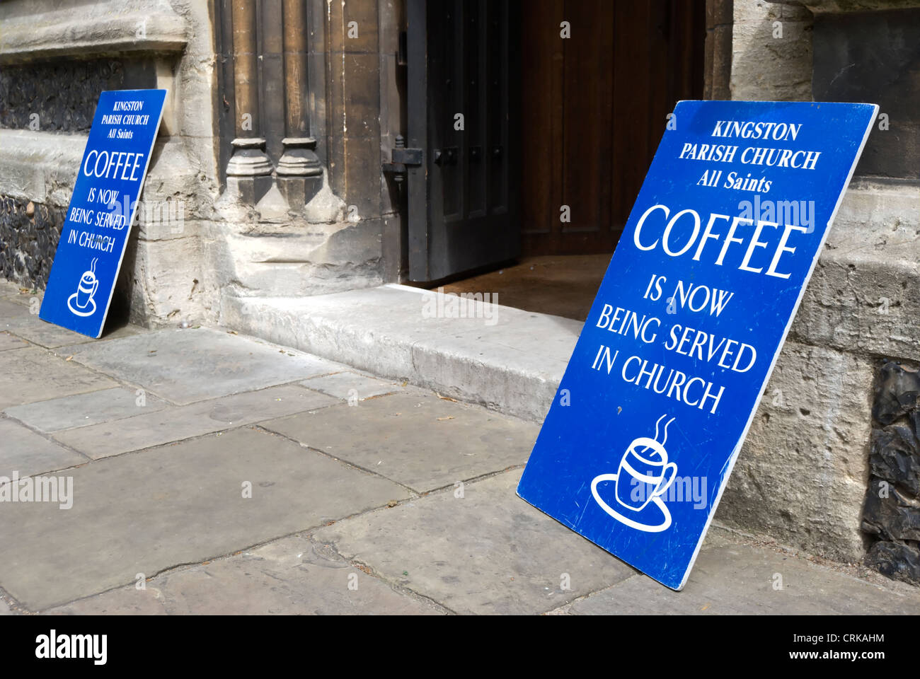 coffee now being served in church signs, at all saints church, kingston