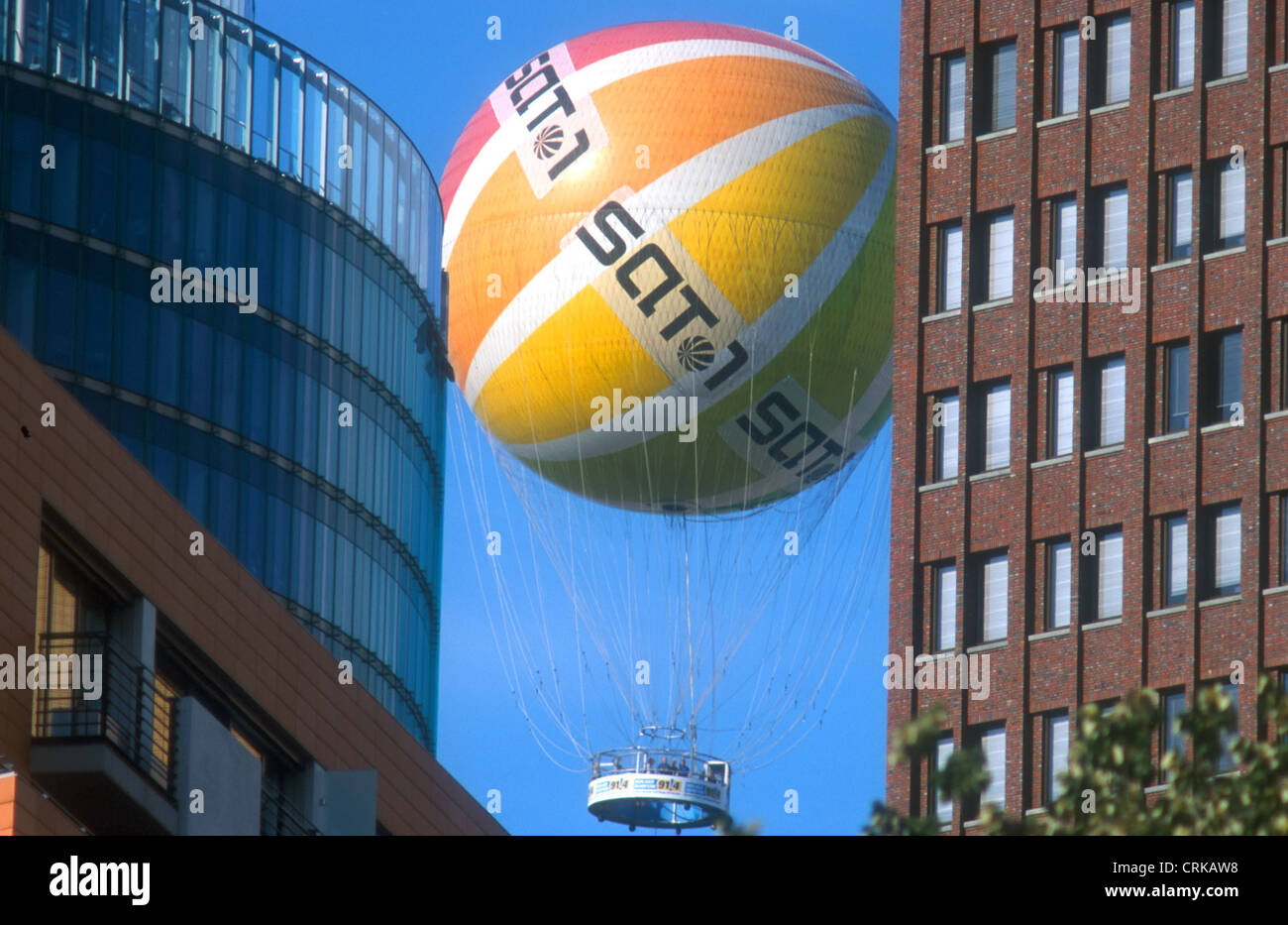 SAT.1 Balloon between skyscrapers on Potsdamer Platz in Berlin-Mitte Stock  Photo - Alamy