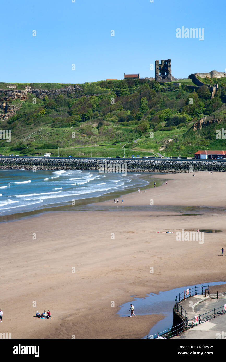 North Sands and Castle Hill Scarborough North Yorkshire England Stock Photo