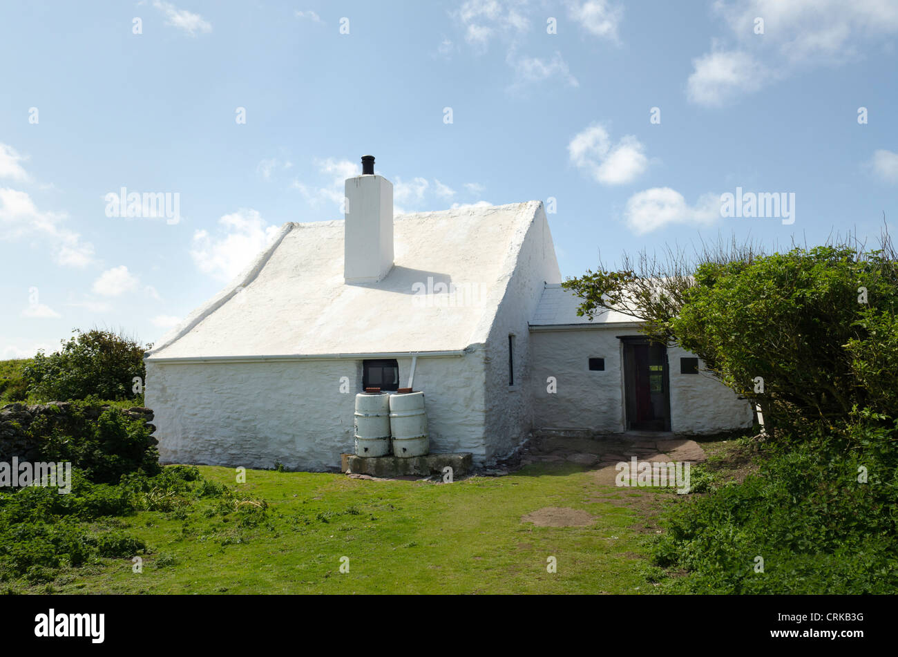 refurbished white cottage Skokholm island Stock Photo