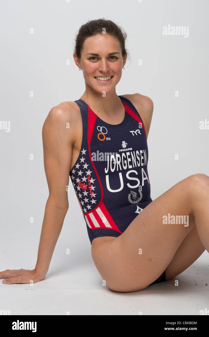 Triathlete Gwen Jorgensen at the Team USA Media Summit in Dallas, TX in advance of the 2012 London Olympics. Stock Photo