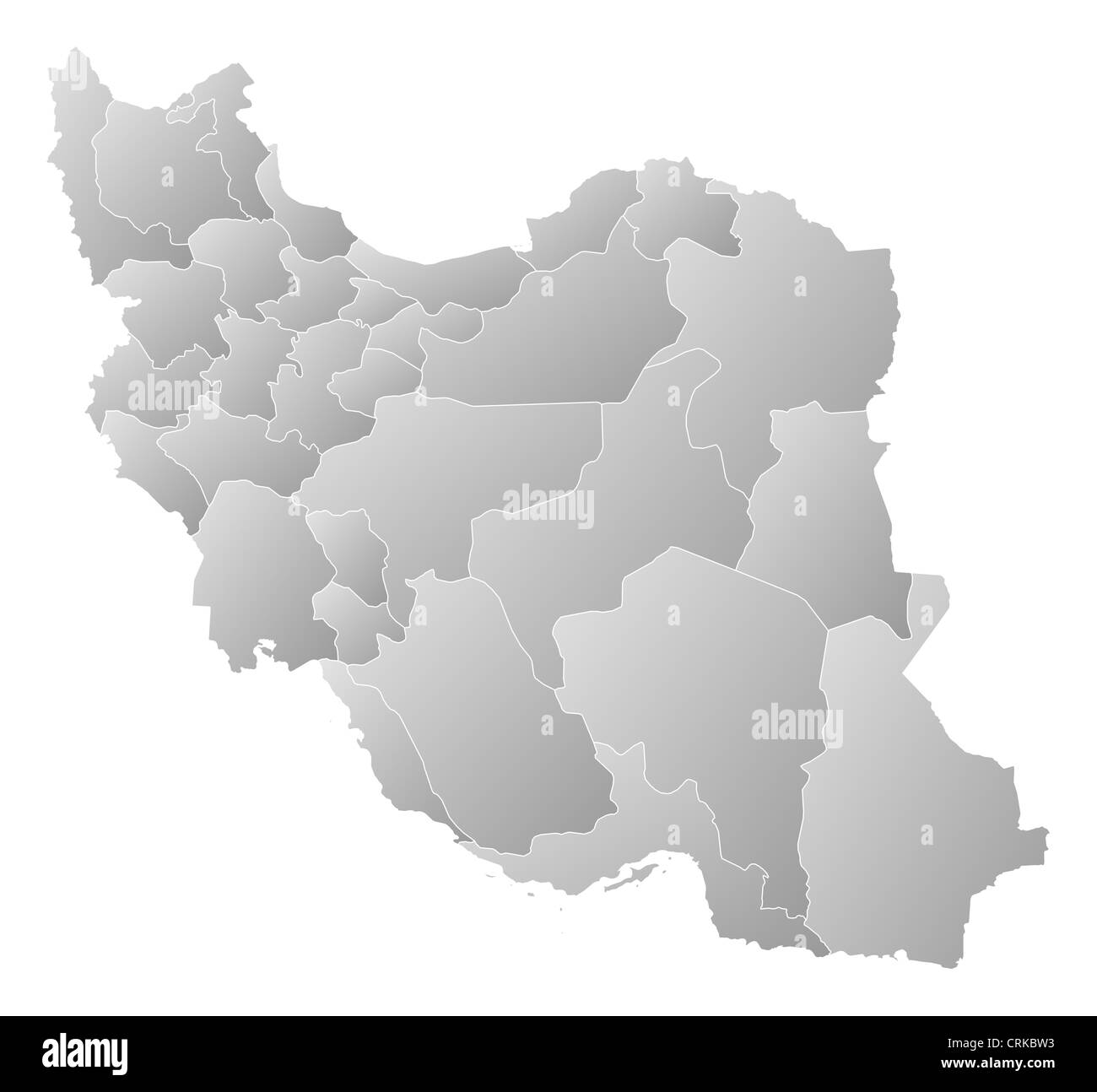 Political map of Iran with the several provinces. Stock Photo