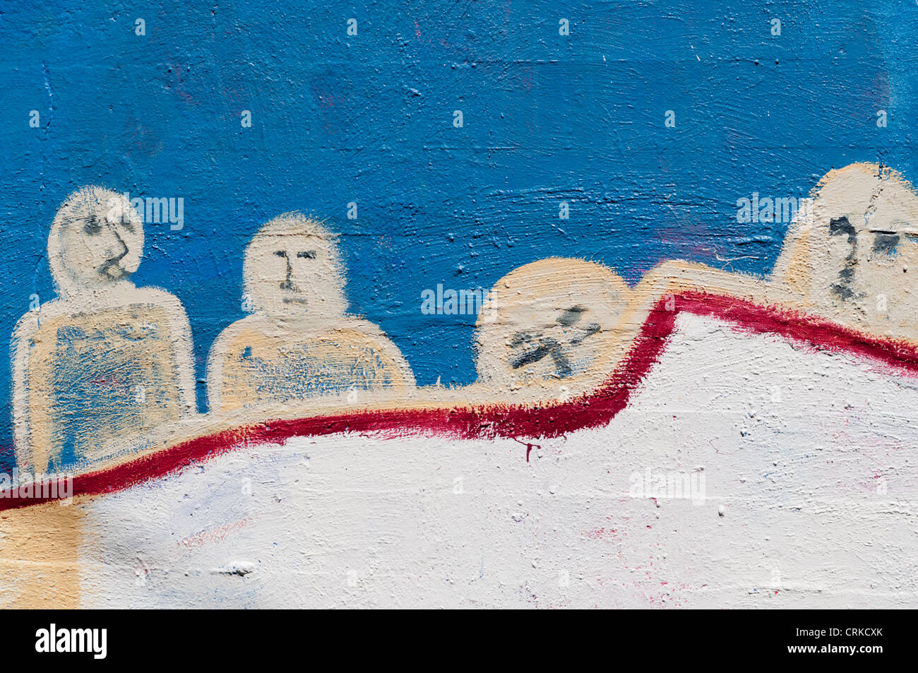 Graffiti people spray painted onto an alley wall in downtown Aberdeen, Washington. Stock Photo