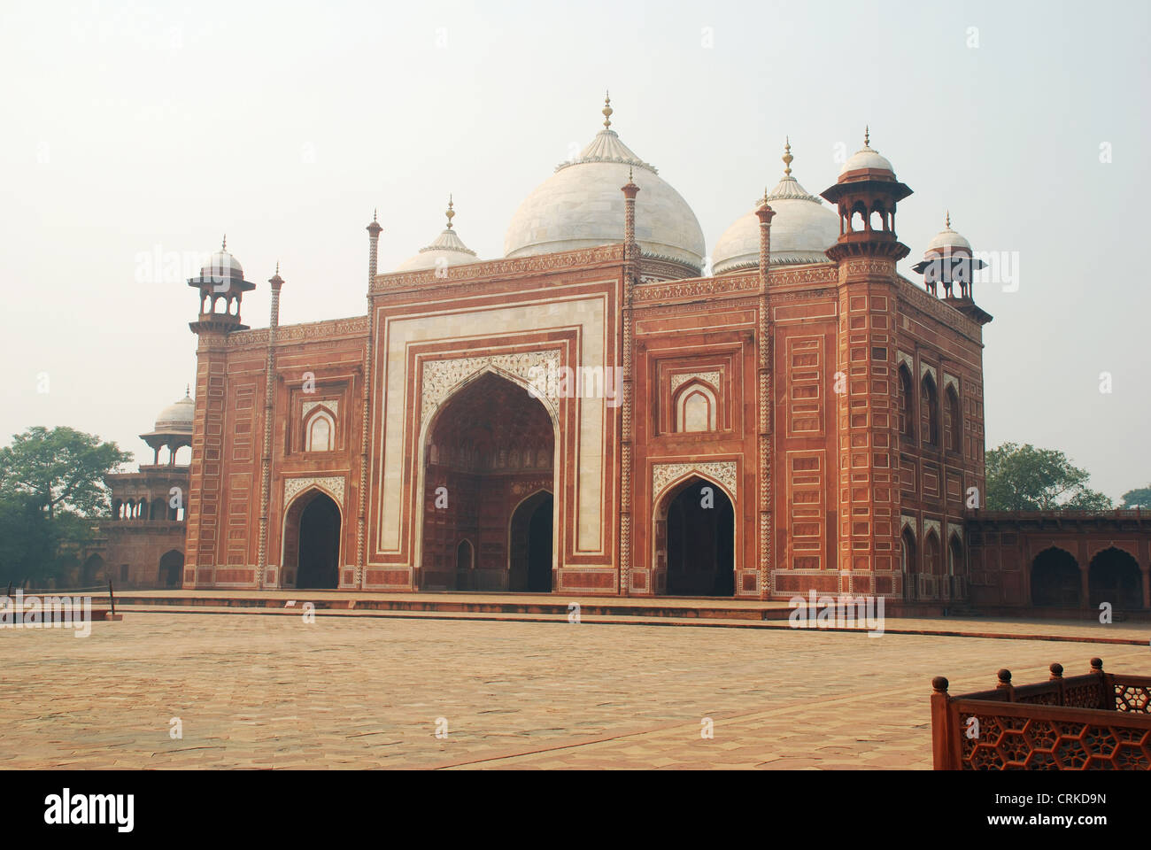 Mosque or Masjid, built in red sandstone and marble west of the Taj Mahal, Agra, Uttar Pradesh, India Stock Photo