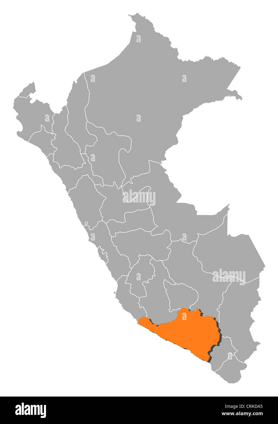 Political map of Peru with the several regions where Arequipa is ...