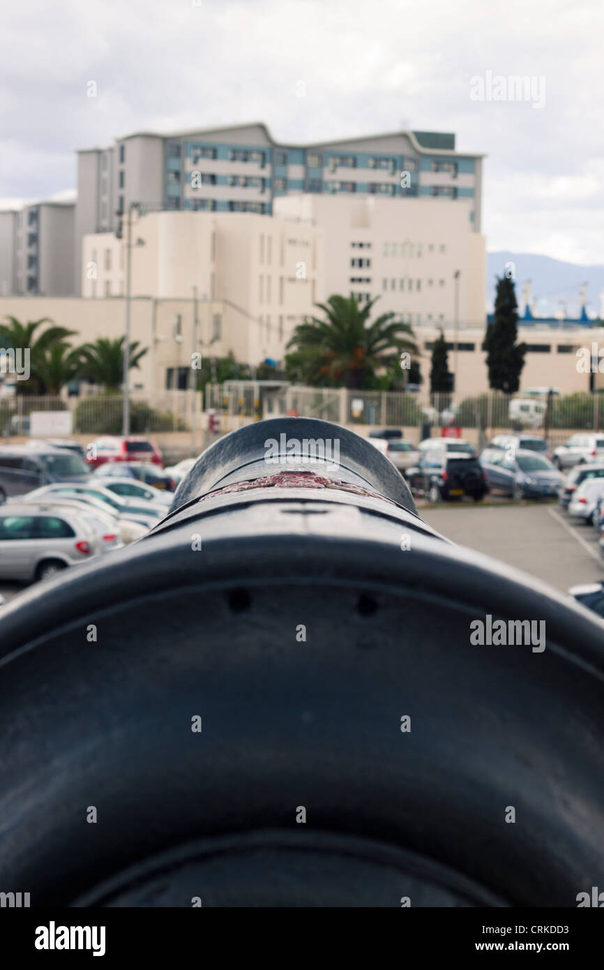 Detail of historical cannon in center of Gibraltar. Stock Photo