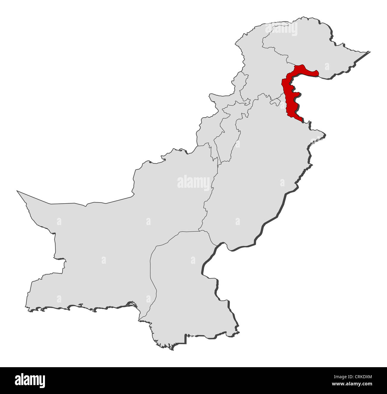 Political map of Pakistan with the several provinces where Azad Kashmir