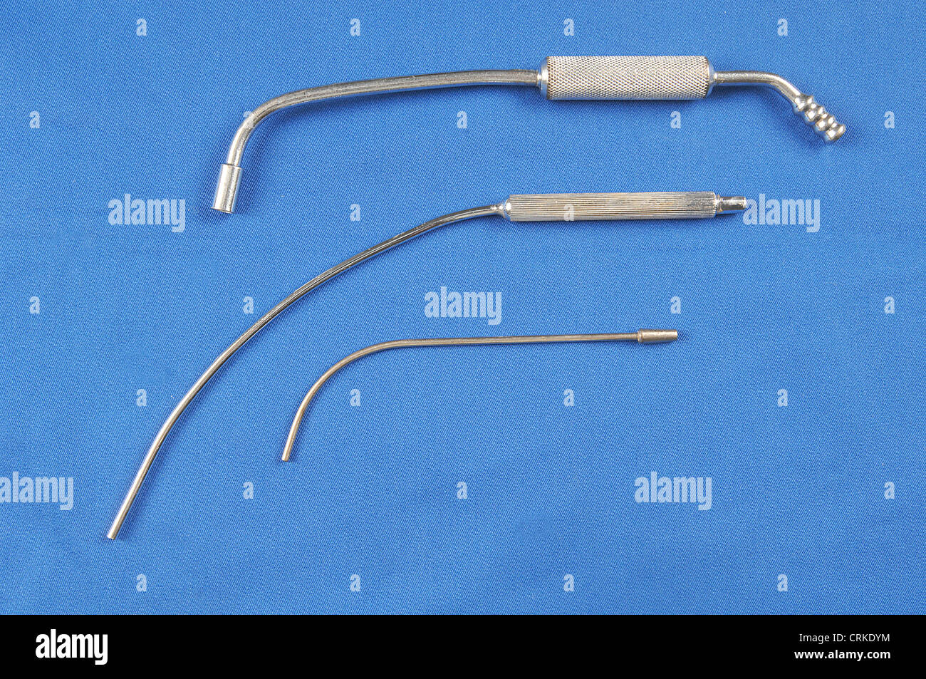 A range of surgical suction tips in varying sizes. Stock Photo