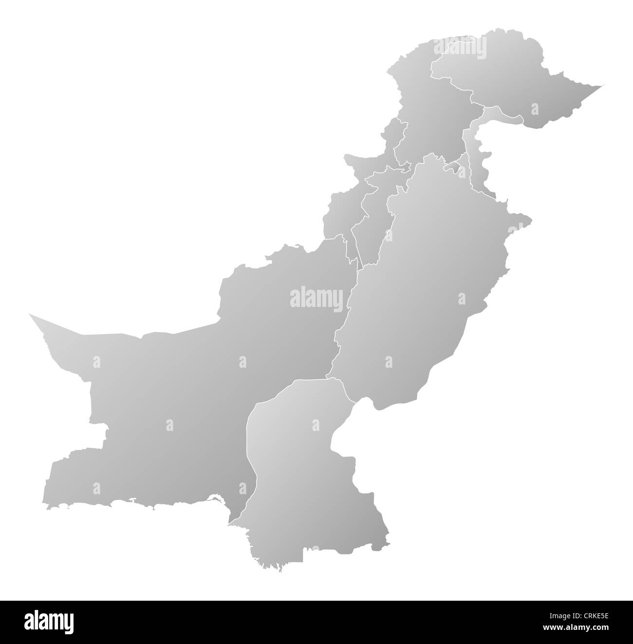 Political map of Pakistan with the several provinces. Stock Photo