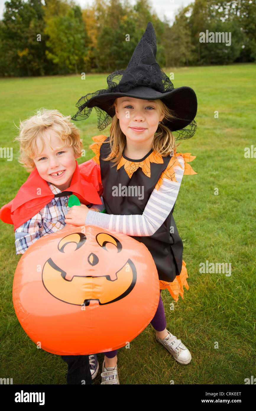 Children wearing Halloween costumes Stock Photo Alamy