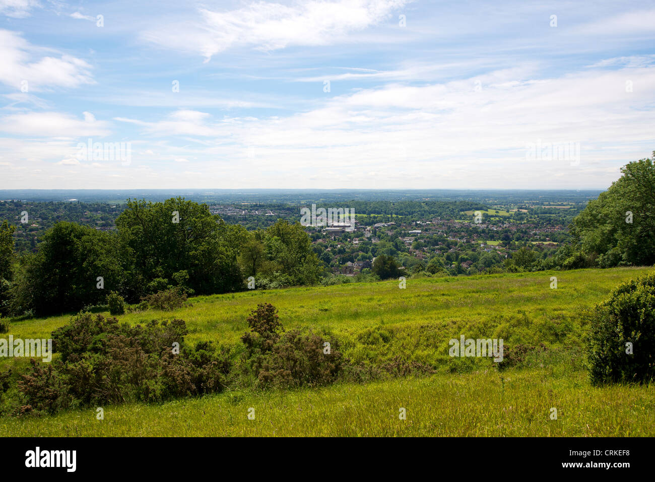 A Landscape of Reigate and the weald and downland with Gatwick in the