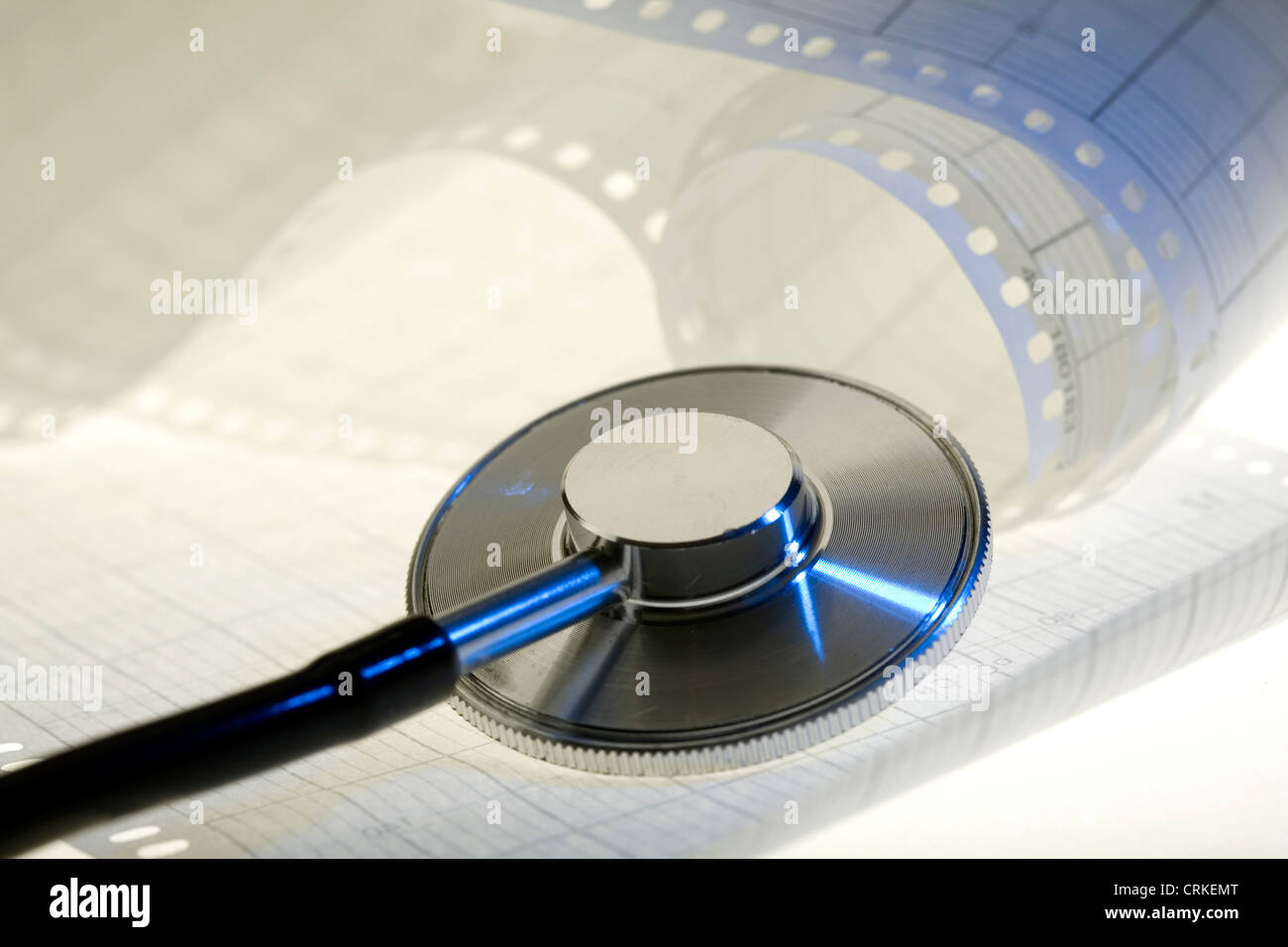 stethoscope with a electrocardiogram readout Stock Photo