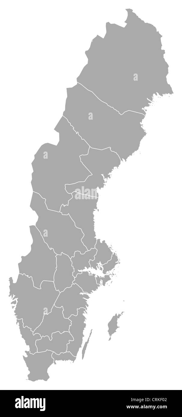Political map of Sweden with the several provinces Stock Photo Alamy