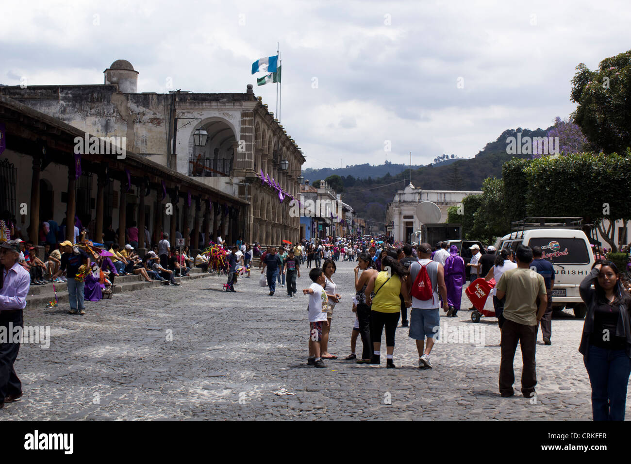 Antigua Guatemala in a busy day Stock Photo